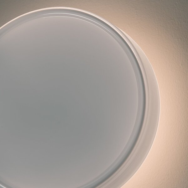 MARSET aplică de perete LED Caramel, opal, Ø 38 cm, TRIAC, sticlă, reglabil, Alb, Camera de zi / sufragerie, Sticlă, Design