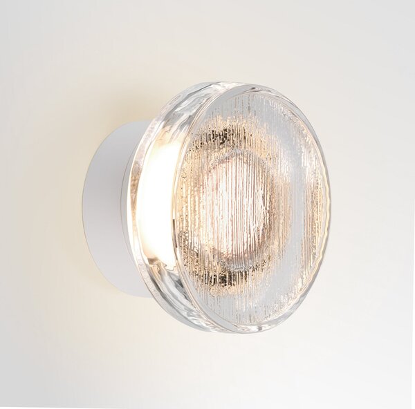 MARSET Lampă LED pentru exterior Roc, Ø 17 cm, alb/translucid, reglabil, Alb, Aluminiu, Design