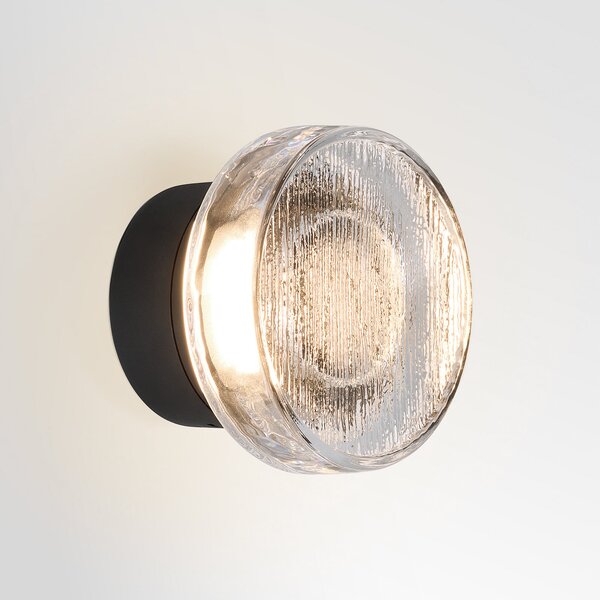 MARSET Lampă LED pentru exterior Roc, Ø 14 cm, negru/translucid, reglabil, Negru, Aluminiu, Design