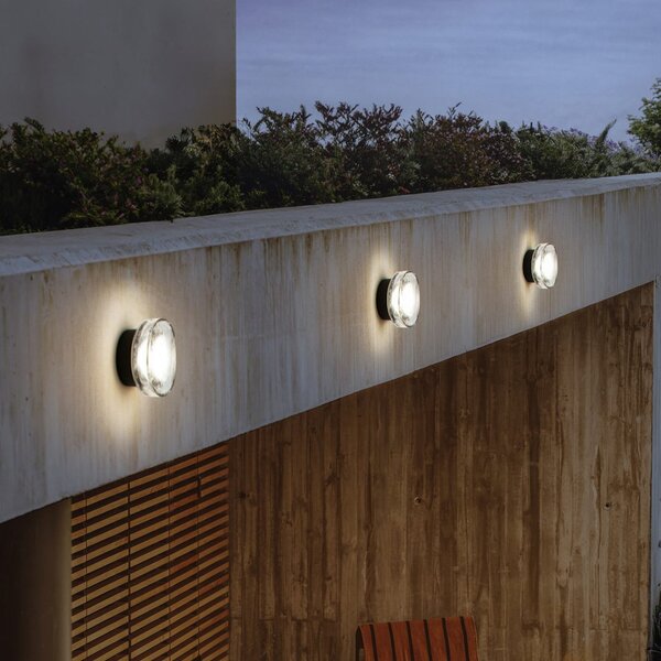 MARSET Lampă LED pentru exterior Roc, Ø 17 cm, negru/translucid, reglabil, Negru, Aluminiu, Design