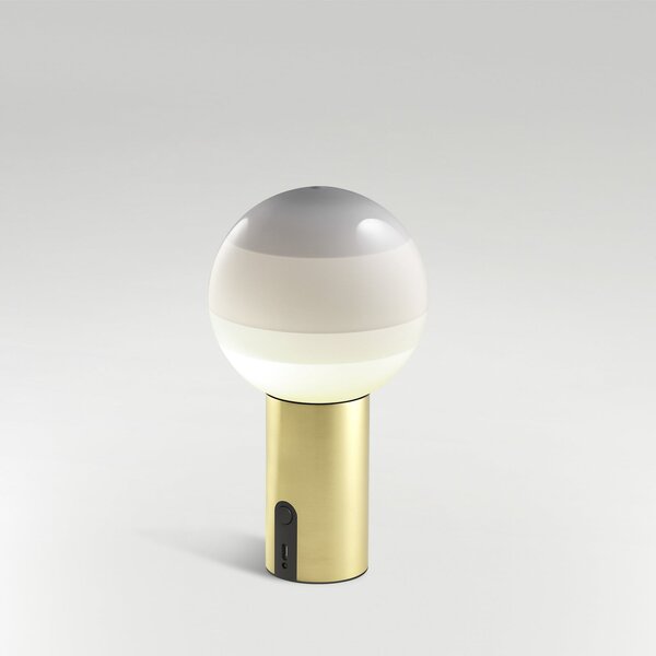 MARSET Lampa de masă cu baterie Dipping Light, dimabilă, alb/alamă, reglabil, Alb, Camera de zi / sufragerie, Sticlă, Design