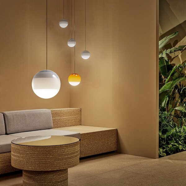 MARSET Lampă suspendată LED Dipping Light Ø 13 cm albă, reglabil, Alb, Camera de zi / sufragerie, Sticlă, Design, glob
