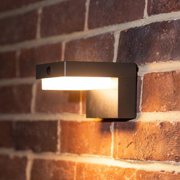 G & L Handels GmbH Aplică de perete cu LED și baterie 800104, antracit, IP44, senzor, Negru, Aluminiu