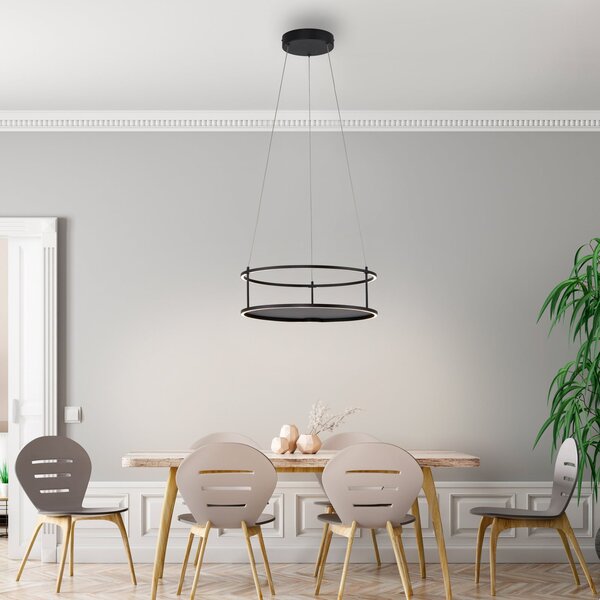 Paul Neuhaus Lampă suspendată LED Conni de la Neuhaus, negru, Ø 50 cm, reglabil, Negru, Camera de zi / sufragerie, Metal, Modern
