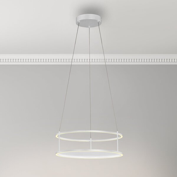 Paul Neuhaus Lampă suspendată LED Conni de la Neuhaus, albă, Ø 50 cm, reglabil, Alb, Camera de zi / sufragerie, Metal, Modern