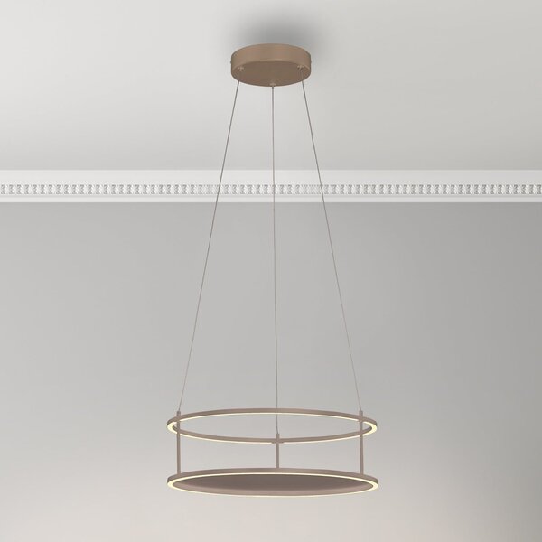 Paul Neuhaus Lampă suspendată LED Conni, culoare nisip, Ø 50 cm, reglabil, Bej, Camera de zi / sufragerie, Metal, Modern