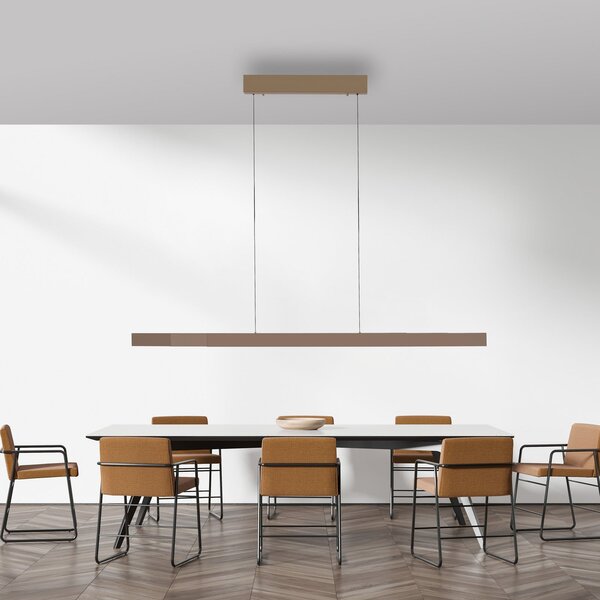 Paul Neuhaus lampă suspendată LED Adriana Square, bronz, sus/jos, reglabil, Bronz / Alamă Veche, Camera de zi / sufragerie, Aluminiu, Modern