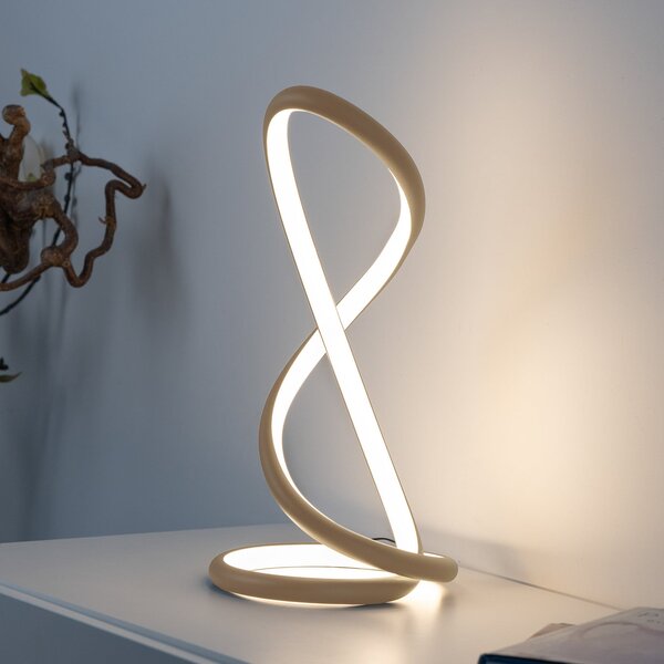 Paul Neuhaus Lampă de masă LED Twist, culoare nisip, înălțime 42 cm, reglabil, Bej, dormitor, Aluminiu, Modern
