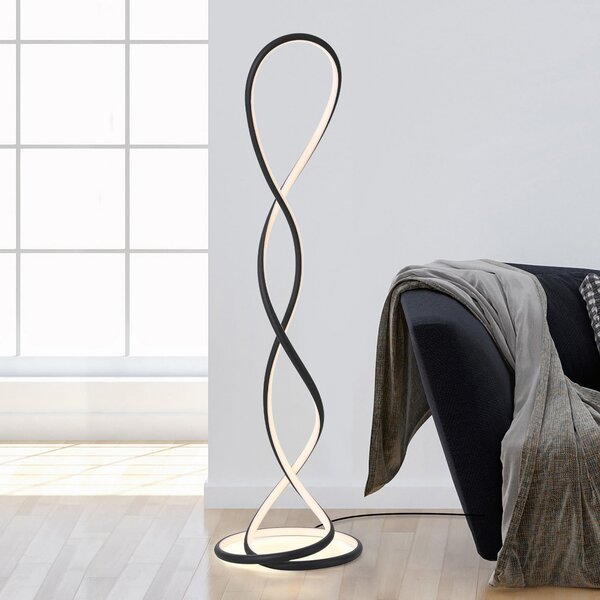 Paul Neuhaus lampadar LED Twist, negru, înălțime 143 cm, reglabil, Negru, Camera de zi / sufragerie, Aluminiu, Modern