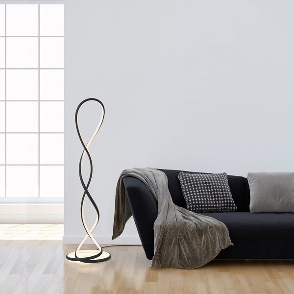 Paul Neuhaus lampadar LED Twist, negru, înălțime 143 cm, reglabil, Negru, Camera de zi / sufragerie, Aluminiu, Modern