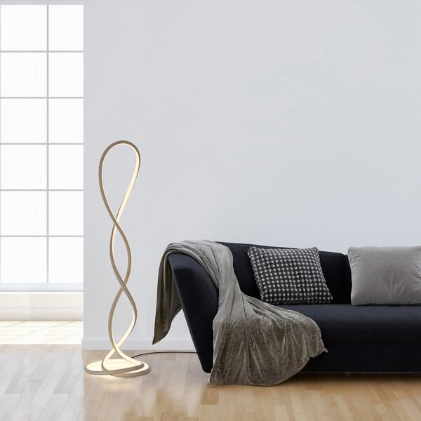 Paul Neuhaus lampadar LED Twist, culoare nisip, înălțime 143 cm, reglabil, Bej, Camera de zi / sufragerie, Aluminiu, Modern
