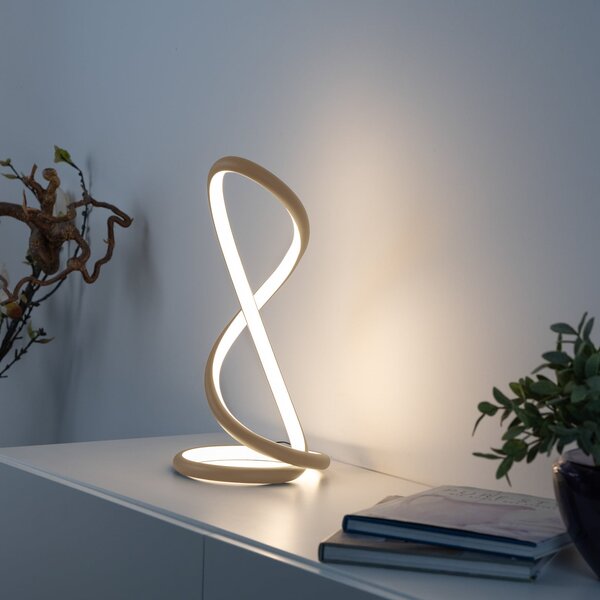 Paul Neuhaus Lampă de masă LED Twist, culoare nisip, înălțime 42 cm, reglabil, Bej, dormitor, Aluminiu, Modern