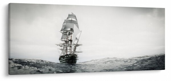 Tablou - O navă care navighează pe ocean (120x50 cm)