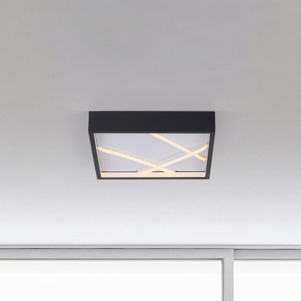 JUST LIGHT. GmbH plafonieră LED Mikado, 30 x cm, negru, reglabil, Negru, Camera de zi / sufragerie, Metal, Modern