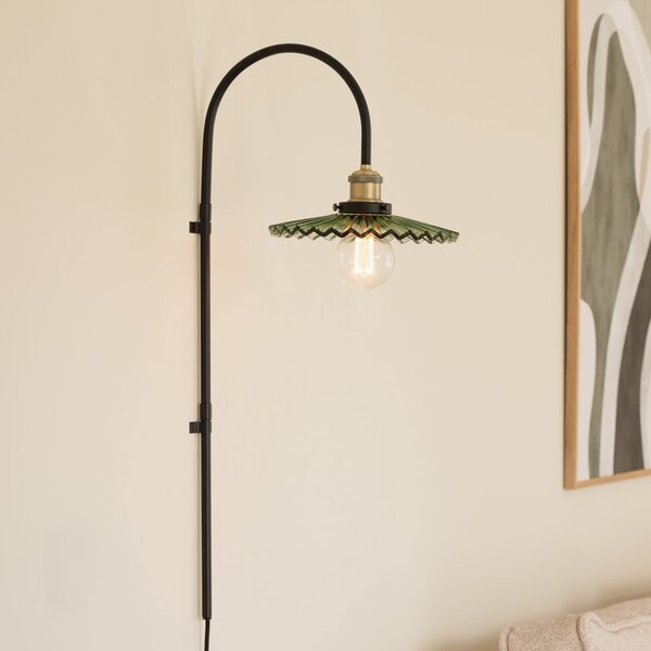 Globen Lighting aplică de perete COBBLER, verde, înălțime 75 cm, sticlă, Negru, Camera de zi / sufragerie, Sticlă, Design