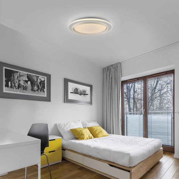JUST LIGHT. GmbH plafonieră LED Lago Ø 49,3 cm CCT telecomandă, reglabil, Alb, Camera de zi / sufragerie, Metal, Modern