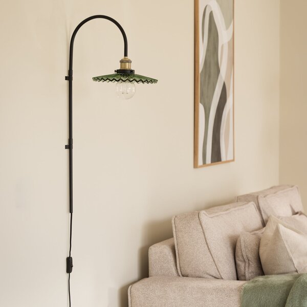 Globen Lighting aplică de perete COBBLER, verde, înălțime 75 cm, sticlă, Negru, Camera de zi / sufragerie, Sticlă, Design