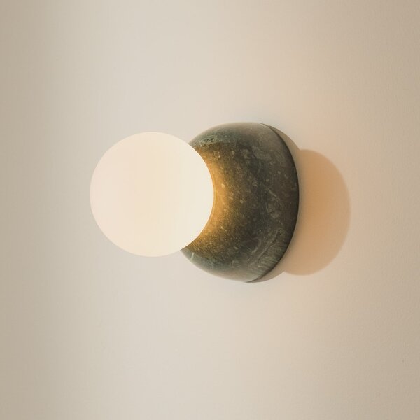 Globen Lighting Aplică de perete Torrano, verde, Ø 13 cm, IP44, reglabil, Verde, Camera de zi / sufragerie, Sticlă, Design