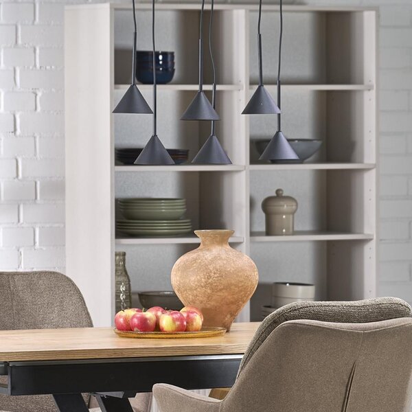 TK Lighting Lampă suspendată Cono Mini, 6 becuri, negru GU10, reglabil, Negru, Camera de zi / sufragerie, Metal, Modern