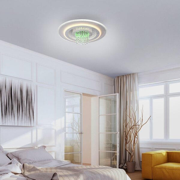 JUST LIGHT. GmbH plafonieră LED Tolago RGB, CCT, albă, telecomandă, reglabil, Alb, Camera de zi / sufragerie, Metal, Modern