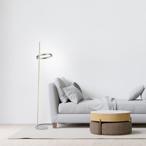 JUST LIGHT. GmbH lampadar LED Ritus argintiu fier Dimabil 3.000 K, reglabil, Metalic, Camera de zi / sufragerie, Metal, Modern