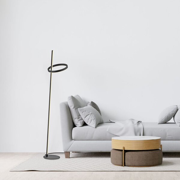 JUST LIGHT. GmbH lampadar LED Ritus negru fier dimabil 3.000 K, reglabil, Negru, Camera de zi / sufragerie, Metal, Modern