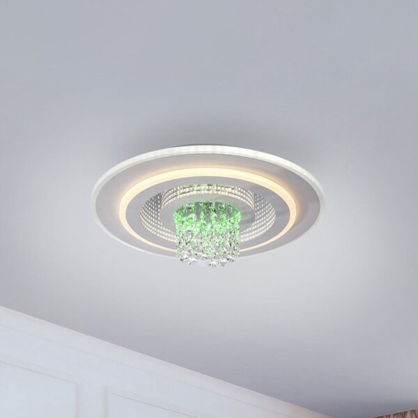JUST LIGHT. GmbH plafonieră LED Tolago RGB, CCT, albă, telecomandă, reglabil, Alb, Camera de zi / sufragerie, Metal, Modern
