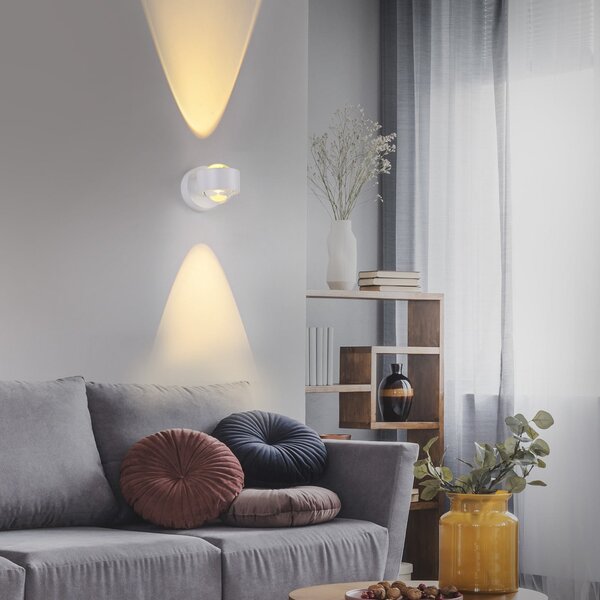 JUST LIGHT. GmbH Aplica de perete cu LED-uri Chia, albă, fier, 3.000 K, reglabil, Alb, Camera de zi / sufragerie, Metal, Modern