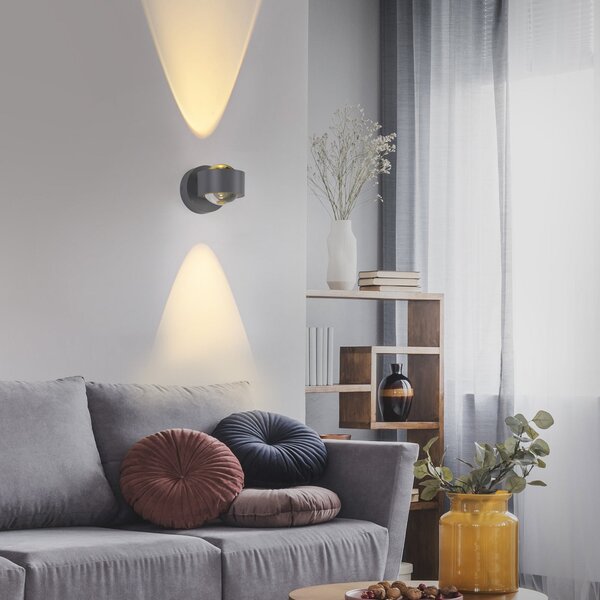 JUST LIGHT. GmbH Aplica de perete cu LED-uri Chia argintiu, fier, 3.000 K, reglabil, Metalic, Camera de zi / sufragerie, Metal, Modern