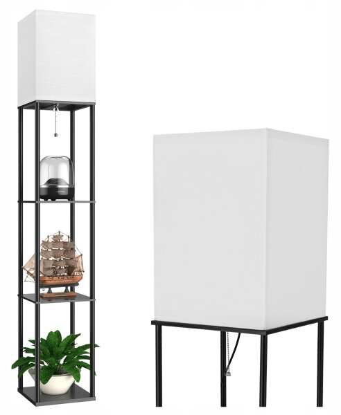 Lampă de podea cu polițe 1xE27/40W/230V negru/alb