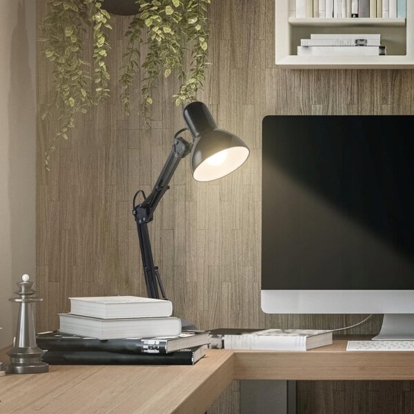 Lampă de birou 2-în-1 cu clemă 1xE27/60W/230V neagră