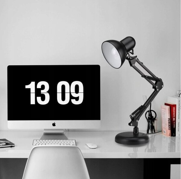 Lampă de birou 2-în-1 cu clemă 1xE27/60W/230V neagră