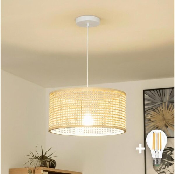 Brilagi - Lustră LED suspendată pe cablu CERIA BOHO 1xE27/40W/230V, diametru 40 cm, bambus