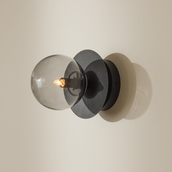 Globen Lighting aplică de perete ART DECO, negru/gri Ø 16cm IP44, reglabil, Gri, Camera de zi / sufragerie, Sticlă, Modern