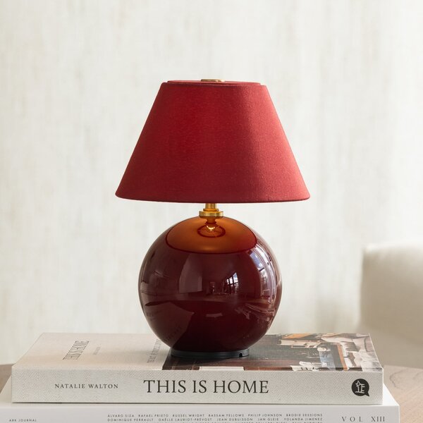 Globen Lighting Lampă de masă cu baterie IRIS, roșie, înălțime 23 cm, reglabil, Roșu, Camera de zi / sufragerie, Țesătură / Textil, Scandinavă
