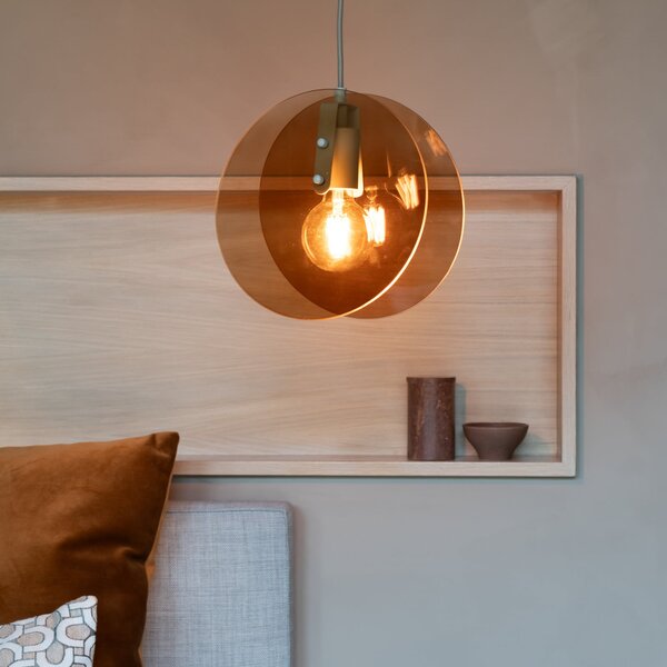 IT´S ABOUT ROMI IT'S Lampă suspendată Toledo, culoare chihlimbar, Ø 25 cm, Maro / Rugină, dormitor, Sticlă, Modern