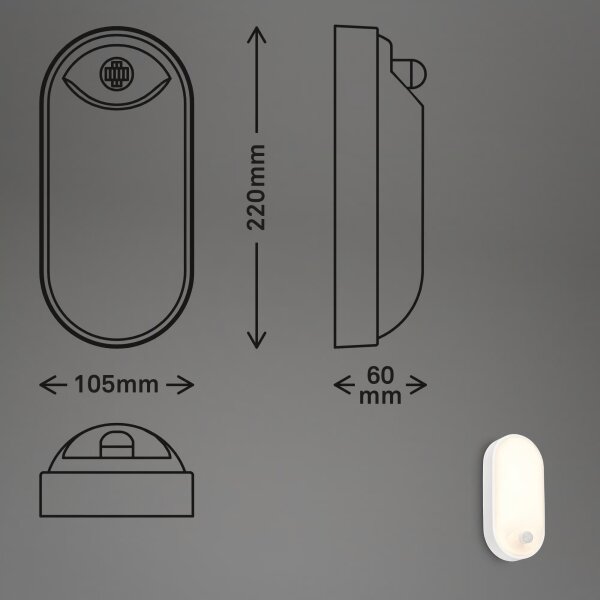 Brilo - Aplică de exterior LED cu senzor de mișcare RUCH LED/12W/230V IP65 alb