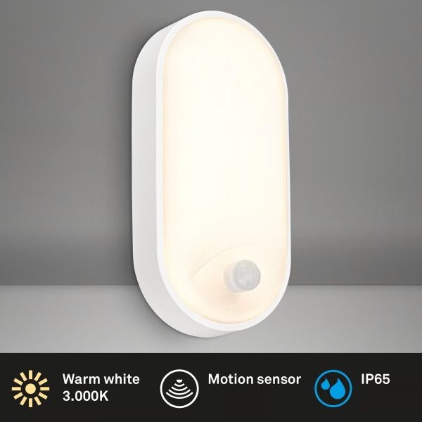 Brilo - Aplică de exterior LED cu senzor de mișcare RUCH LED/12W/230V IP65 alb