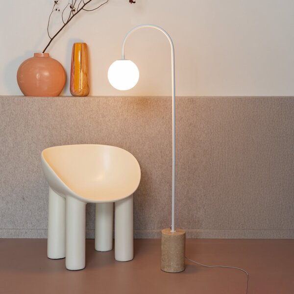 IT´S ABOUT ROMI IT'S Lampă cu arc Tivoli, albă, înălțime 163 cm, Alb, Camera de zi / sufragerie, Piatră, Modern