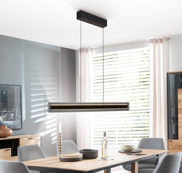 Schöner Wohnen lampă suspendată LED Lena, negru, dimabil, Lift, reglabil, Negru, Camera de zi / sufragerie, Metal, Modern