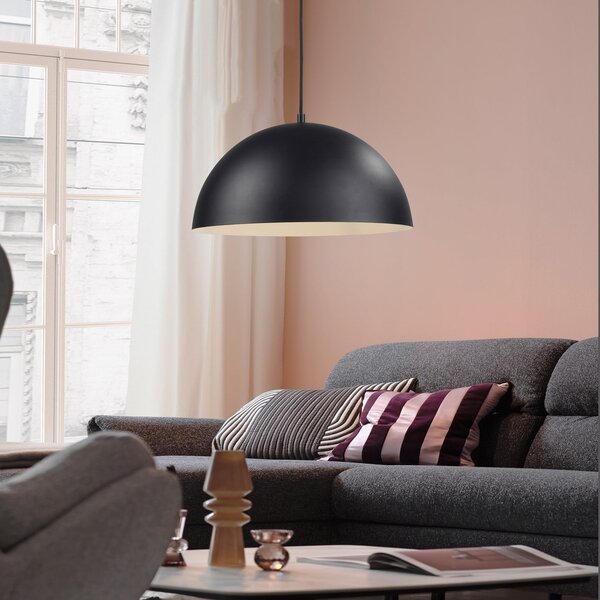 Schöner Wohnen Lampă suspendată Ali negru, fier, Ø 38 cm, E27, reglabil, Negru, Camera de zi / sufragerie, Metal, Scandinavă