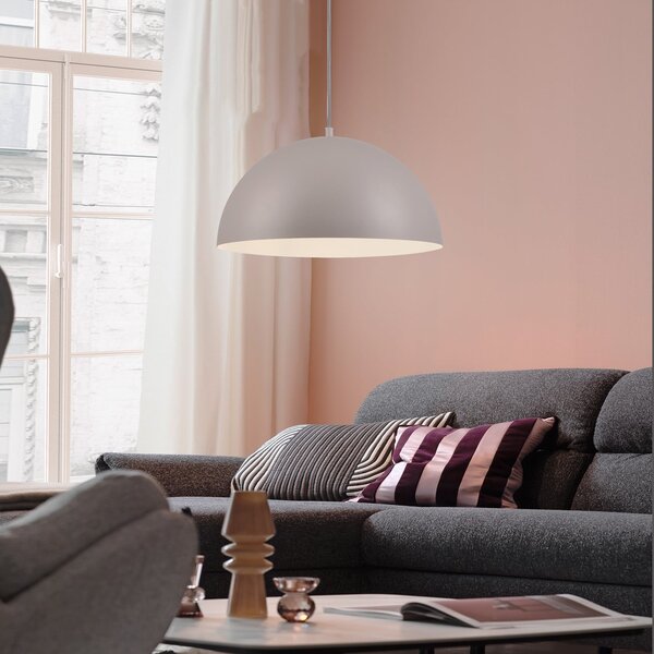 Schöner Wohnen Lampă suspendată Ali Sandbrise, fier, Ø 38 cm E27, reglabil, Bej, Camera de zi / sufragerie, Metal, Scandinavă