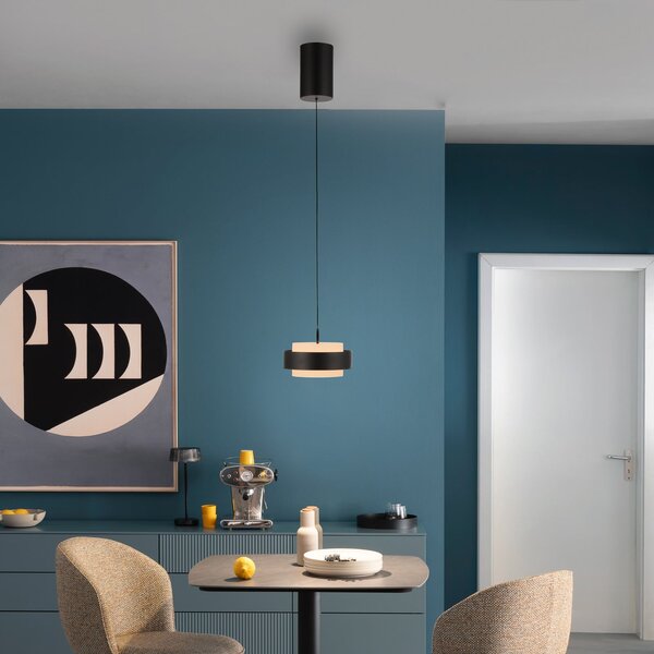 Schöner Wohnen lampă suspendată LED Elmo, negru, 1 bec, 3000 K, reglabil, Negru, Camera de zi / sufragerie, Metal, Modern