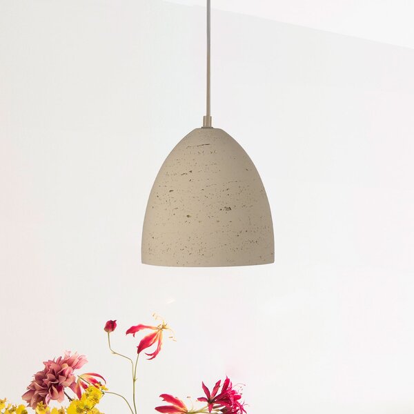 Schöner Wohnen Lampă suspendată Traventa, bej, Ø 21 cm, E27, reglabil, Bej, Camera de zi / sufragerie, Beton, Mediterană