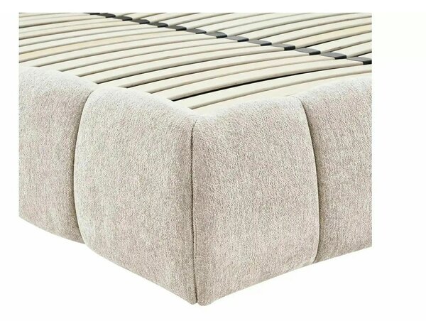 Pat PARMA 160x200, bej, stofă, cu spațiu de depozitare