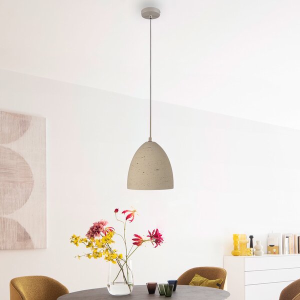 Schöner Wohnen Lampă suspendată Traventa, bej, Ø 21 cm, E27, reglabil, Bej, Camera de zi / sufragerie, Beton, Mediterană