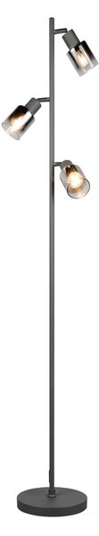 Reality Leuchten Lampadar Cadiz, negru/antracit, 3 becuri, înălțime 154 cm, Negru, Camera de zi / sufragerie, Metal, Modern