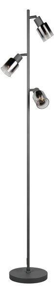 Reality Leuchten Lampadar Cadiz, negru/antracit, 3 becuri, înălțime 154 cm, Negru, Camera de zi / sufragerie, Metal, Modern