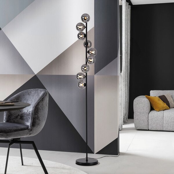 Schöner Wohnen lampadar Dubai, sticlă fumurie, 9 becuri, G9, Gri, Camera de zi / sufragerie, Sticlă, Modern