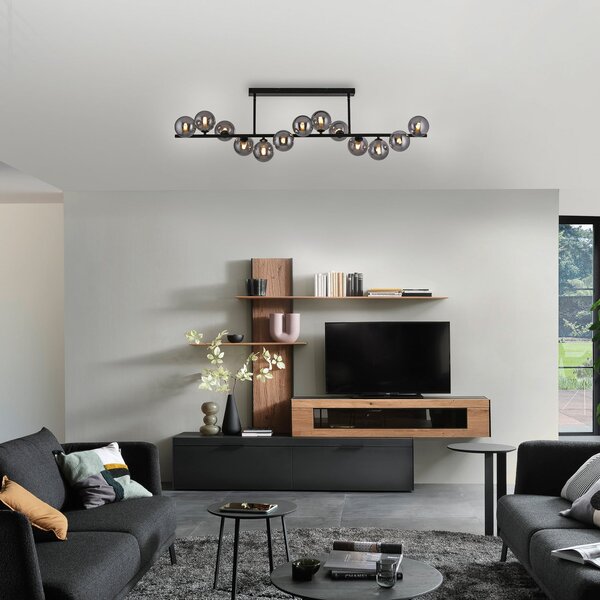 SCHÖNER WOHNEN-Kollektion Schöner Wohnen plafonieră Dubai, sticlă fumurie, 13 fl., G9, Gri, Camera de zi / sufragerie, Sticlă, Modern